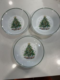 3 - 7.5” Vintage Salem Christmas Eve Bowls - Chipped, As-is