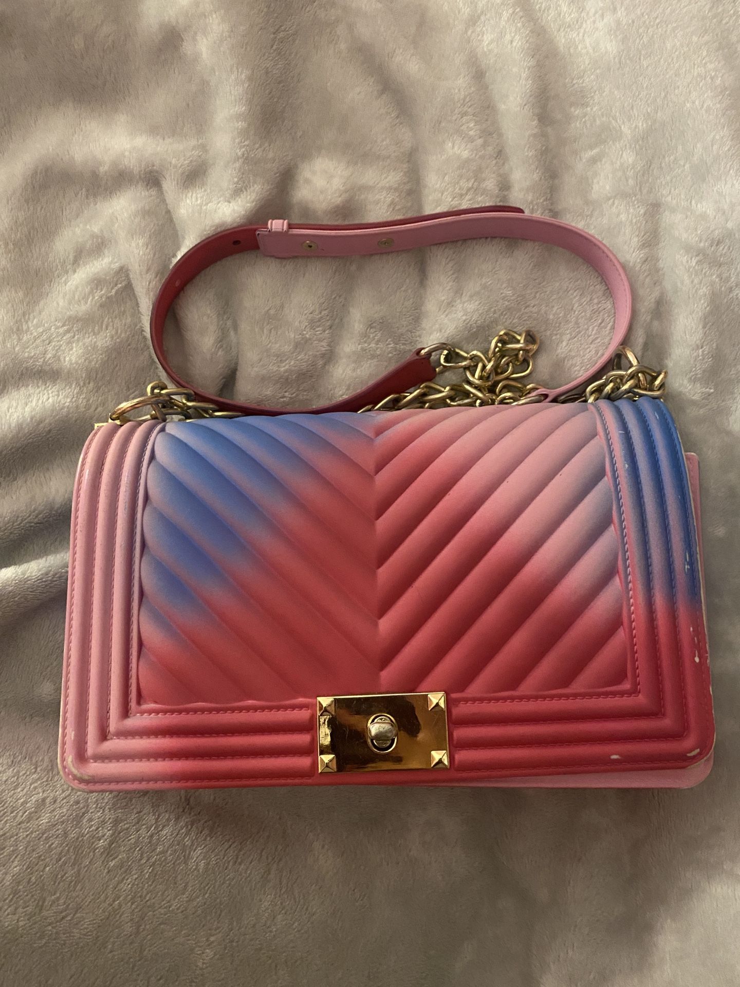 Pink/blue ombré shoulder bag