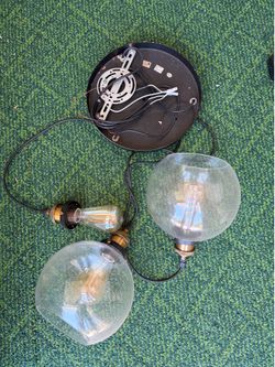 3 Bulb Hanging Light *missing one glass globe