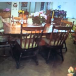 Large Dining Room Set Vintage Table To Leave Not Showing In Picture Not In Table Six Chairs Dry Bar Very Large China Hutch Extra Table Cover For Heat 