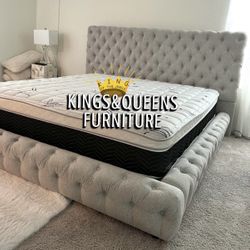 New King Bed Frame With Mattress 