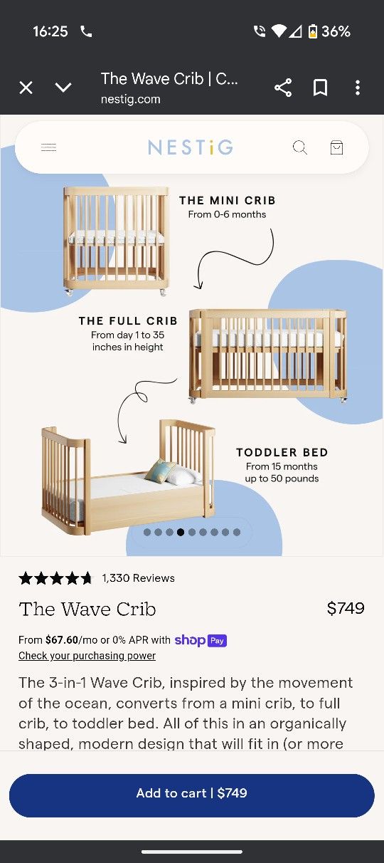 Nestig Wave Crib - White