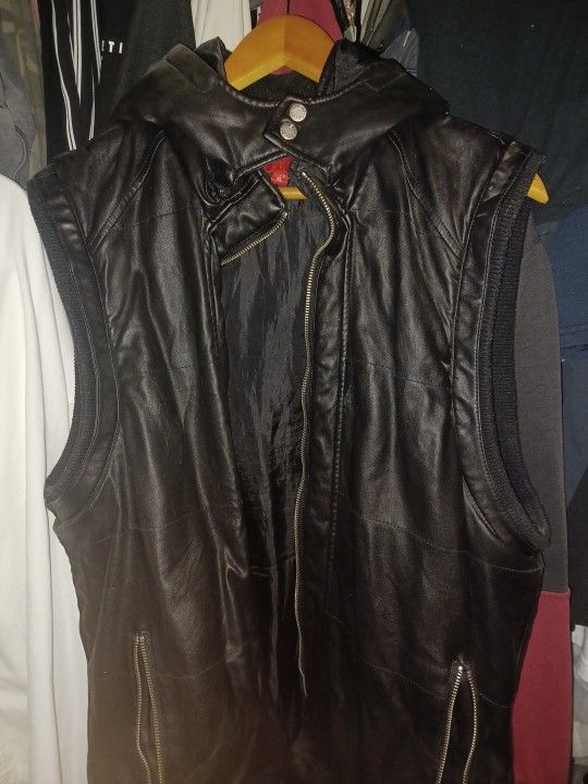 Guess Leather Vest Jacket As Is XL