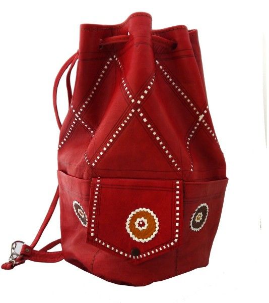 Moroccan Leather Duffle-Styled Handbag