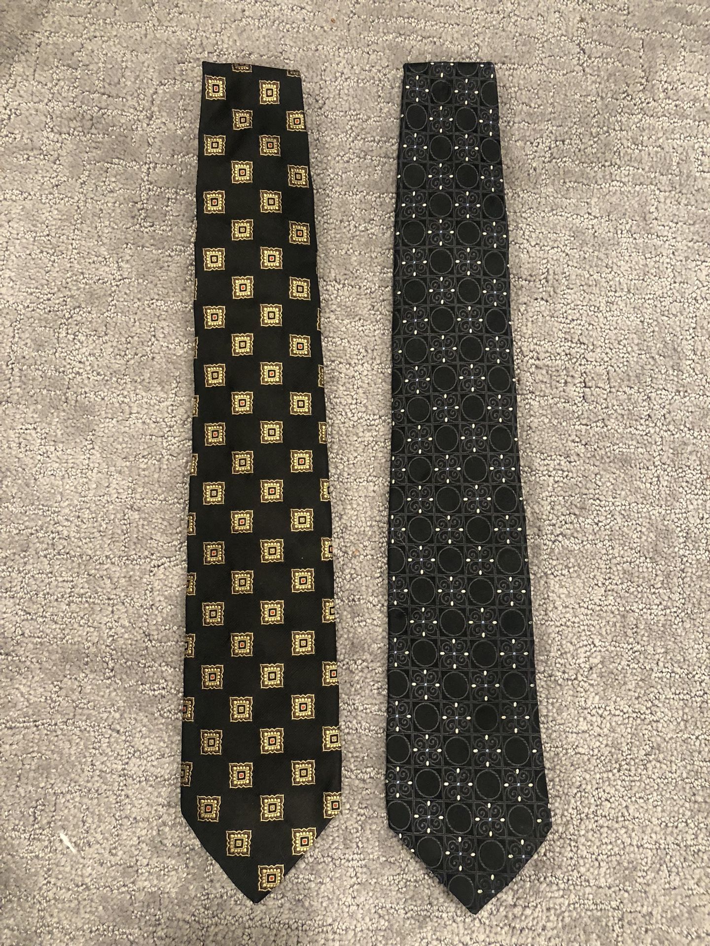 Robert Talbot Imported Silk Black Geometric Ties