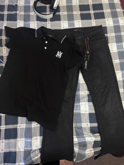Amiri polo and purple jeans