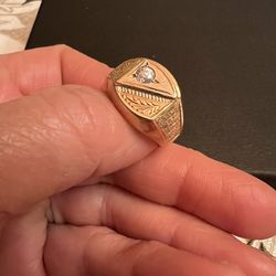 Vintage 14k Two Tone Rose Gold And White Gold Men’s Ring 8 Grams Cubic Zirconia