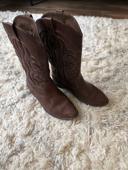 Brown Leather Cowboy Western Boots