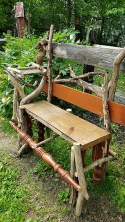 Driftwood art table bench