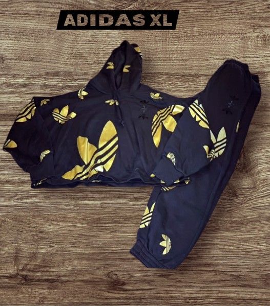 Ladies Adidas Cropped Hoodie & Jogger Set