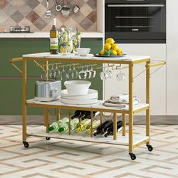 New Bar Cart with Wine Bottle Storage and Wine Glass Rack