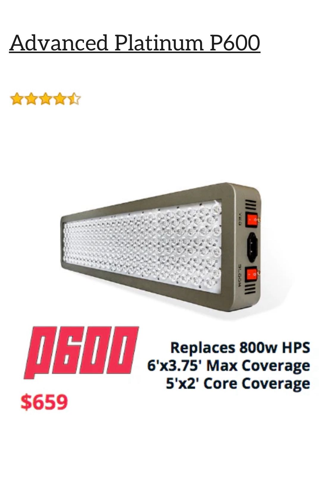 Platinum LED Grow Lights P600