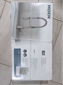 MOEN Indi Single-Handle Pre-Rinse Spring Pulldown Sprayer Kitchen Faucet with Power clean in Spot Resist Stainless