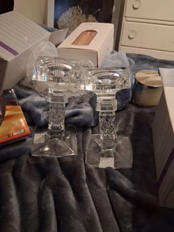 TWO VERY NICE MARQUIS BY WATERFORD CANDLE HOLDERS