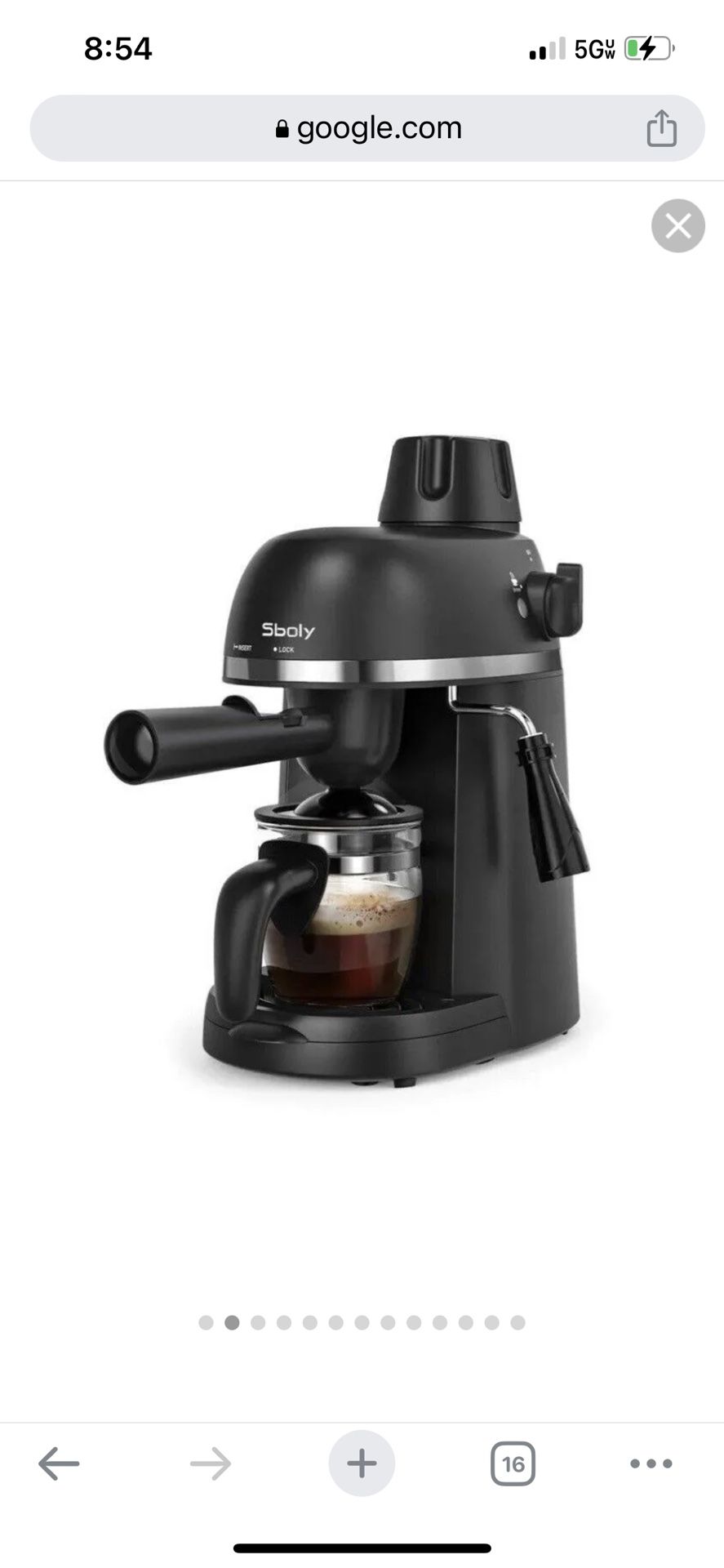 Sboly Sycm-5409 Steam Espresso Machine With Milk Frother