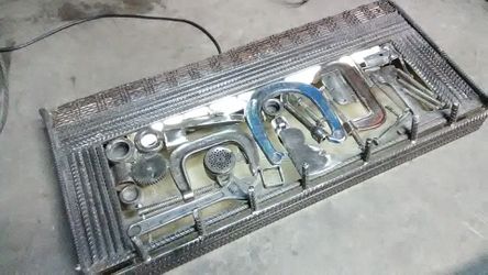 Metal art tables benches end tables man cave