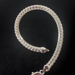 Beautiful 8 Inch 925 Sterling Silver Overlay Herringbone Bracelet For You Or Someone Special