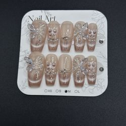 Press On Nails Handmade Size M Reusable