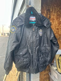 Tuff Guard Black Nylon Security Officer Jacket w/ Faux Fur Collar, Size L