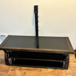 WOOD AND GLASS TV STAND/SHELF