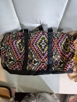 Boho Aztec Print Canvas Duffle Bag