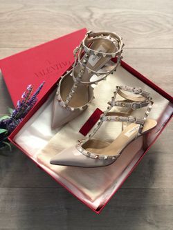 Valentino Rockstud Strappy Pointed Toe Pump