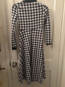 Black & White Houndstooth Midi Dress