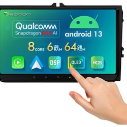 Eonon Android 13 Wireless CarPlay & Android Auto Car Stereo, 6GB RAM +64GB ROM Car Radio, 9 Inch QLED Touchscreen Car Stereo Receiver, Compatible with