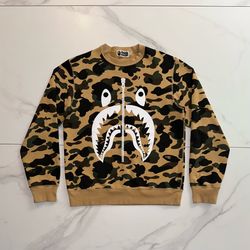 BAPE 1st Camo Shark Crewneck Sweatshirt Yellow Size Large