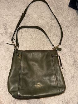 Coach Olive Green Leather  Large Crossbody