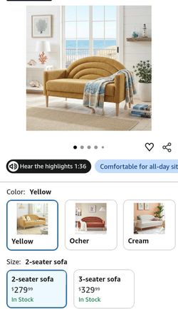 Yellow 2-Seater Upholstered Sofa