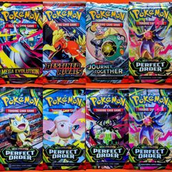 NEW Pokemon TCG Trading Card Game 10 card booster packs of Perfect Order, Destined Rivals, Journey Together and Mega Evolution