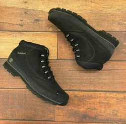 TIMBERLAND MEN'S EURO BROOK HIKER BLACK LEATHER HIKING SHOES