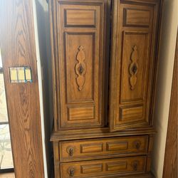 Vintage Solid Wood Armoire Wardrobe Cabinet