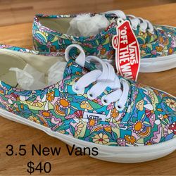 New Vans! Mushroom/ Floral Sz. 4. $40