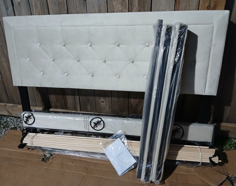 New Queen Size Platform Bed Frame with Upholstered, No Box Spring Needed.