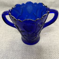 Vintage Cobalt Blue 5” 2 Handled Vase