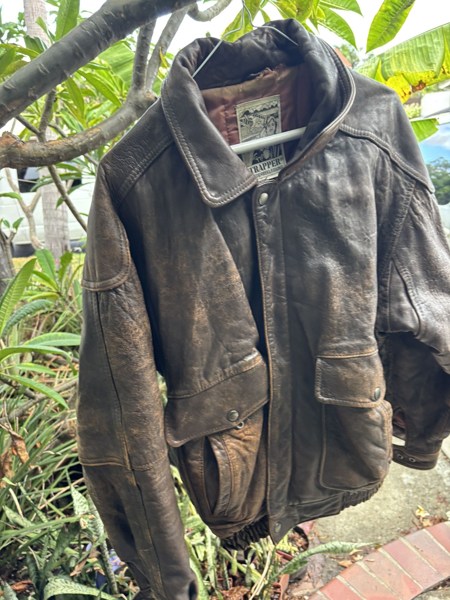 Vintage Trapper, Leather Jacket Large