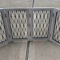 Farmhouse Dog Gate / Folding Pet Barrier – Wood & Metal