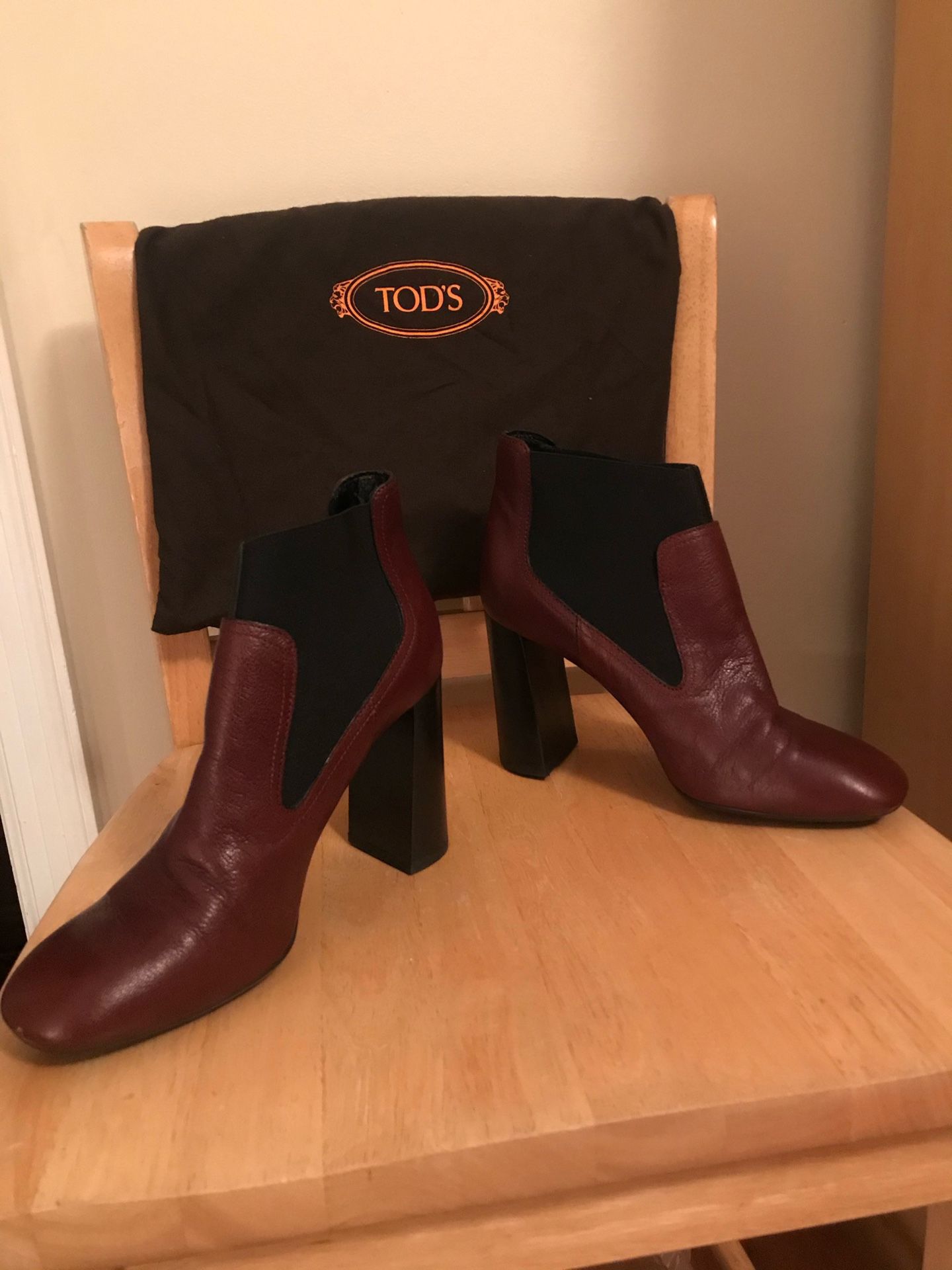 Tod’s Gomma Stacked Heel Leather Booties