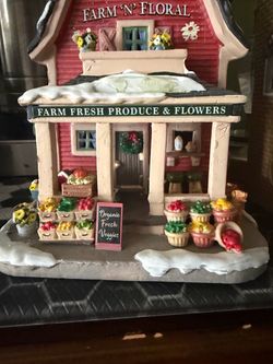 Farm N Floral Christmas Village Building Figurine