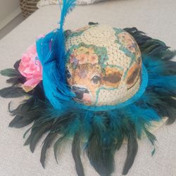 Whimsical Feathered Cow Hat