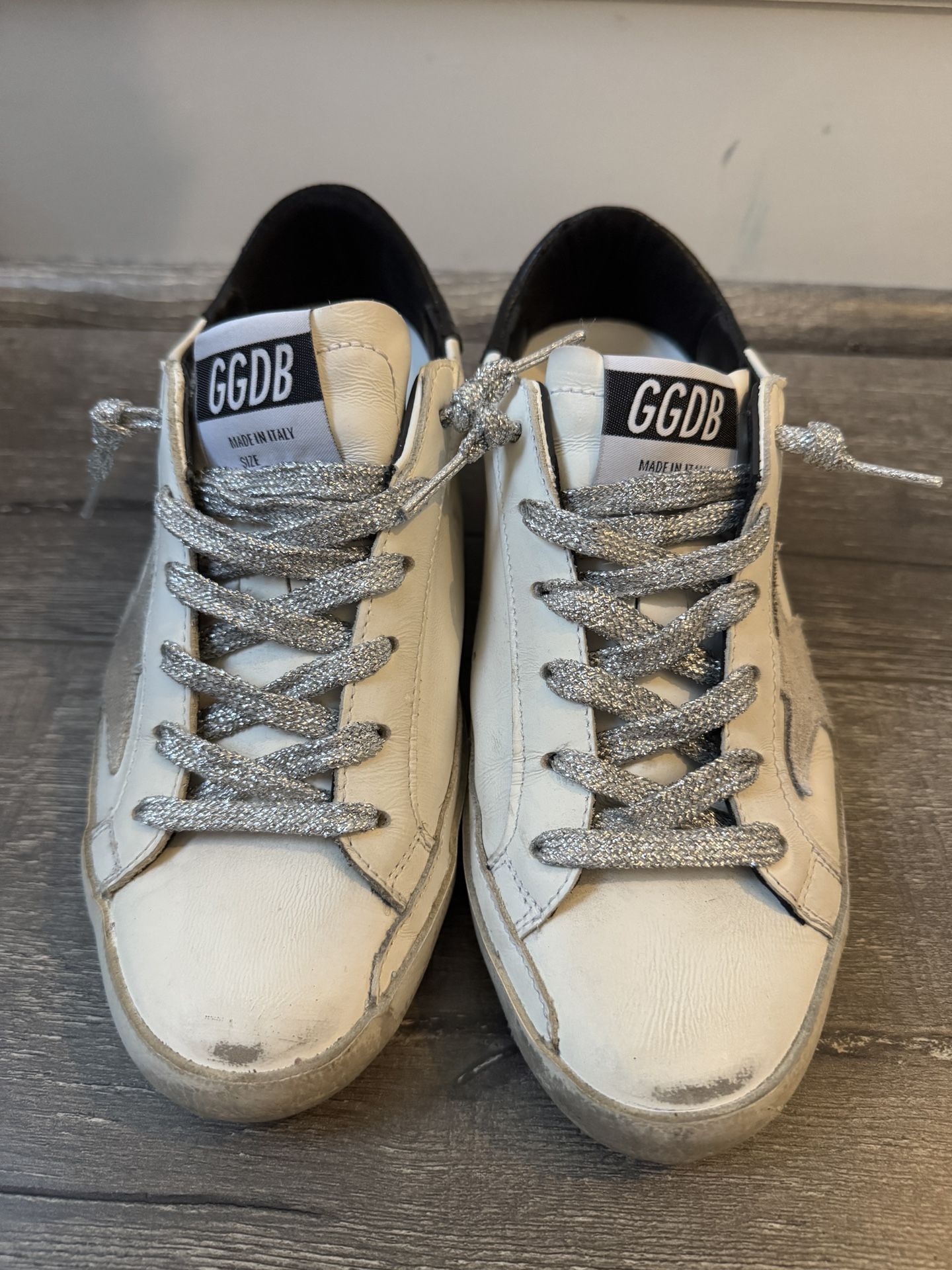 Golden Goose Super Star Leather Glitter Low Top Sneaker Size 6B
