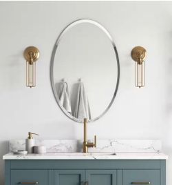 Oval bathroom mirror