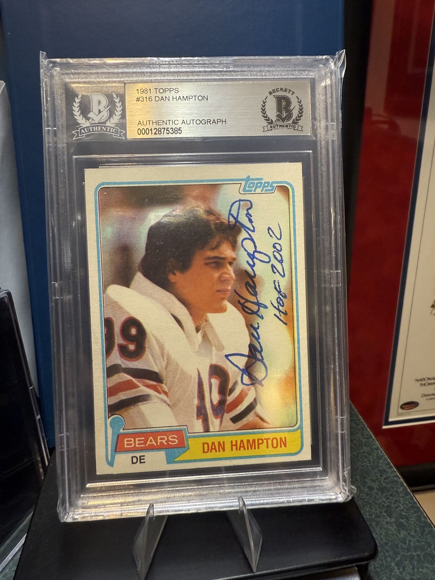 Dan Hampton signed rookie card Beckett COA