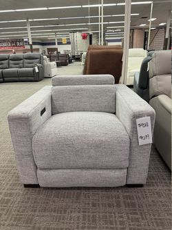 Grey Fabric Power Recliner - Light Grey | Reclining Chair | Lounge Chair