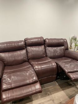 Brown leather couches reclinable