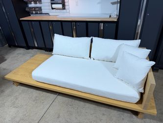 Maiden Home Muir Sofa – Modern One-Arm with Wood Ledge