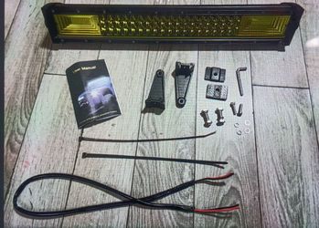 22" Straight Triple Row Yellow Amber LED Lights Bar Flood Spot Combo