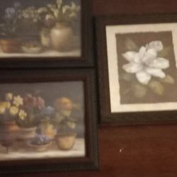 3 Vintage Pictures...matching Set Of 3 